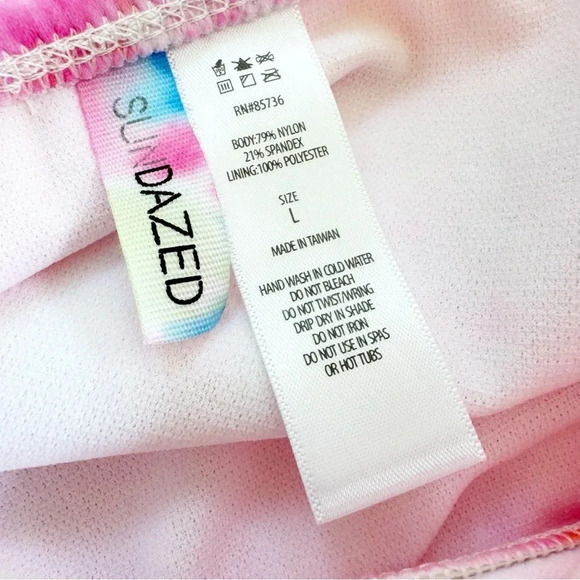 NWT Sundazed Tie Dyed Side Tie High Waist Bikini Bottom Orange and Pink Size L - Picture 8 of 10